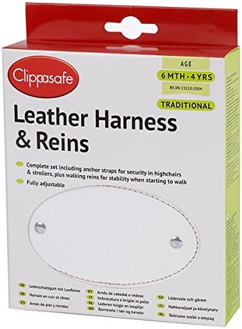 white leather baby harness