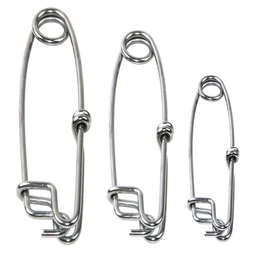 Spearfishing Longline Tuna Fishing Clips Stainless Steel Spring-loaded Float Line Snaps High Strength Branch Hanger Float Snapper Tuna Clip Sea Fishing Tackle (12.5CM-5pcs)