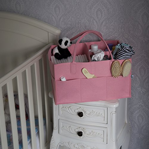 Little Tinkers World Baby Diaper Caddy & Extra Large Organizer for Diapers, Wipes & Nursery Storage Bin – Pink - Thumbnail 2