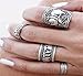 FUNRUN JEWELRY Vintage Retro Elephant Leaves Joint Knuckle Nail Ring Set of 4 Rings