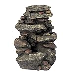 Sunnydaze Rock Falls Fountain with LED Lights 27 Inch Tall