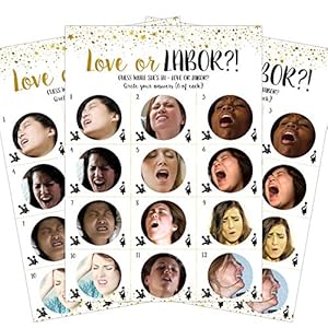 Image of Baby Shower Games - Love or Labor | 24pcs Game Cards + 1 Answer Key | Neutral Baby Shower Game - For Boys and Girls | Hilarious, Funny, Unique, Easy, Fun! | Baby, Bridal or Bachelorette Party Games by
