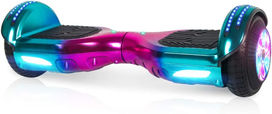 M MEGAWHEELS 6.5" Electric Scooters Self-Balancing Hover Scooter Board with Built-in Wireless Speaker, LED Lights and UL Certified, Max Load 100kg, 500W Motor for Kids Adults