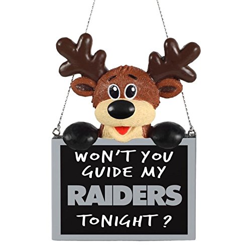 NFL Reindeer With Sign Tree Ornament Oakland Raiders