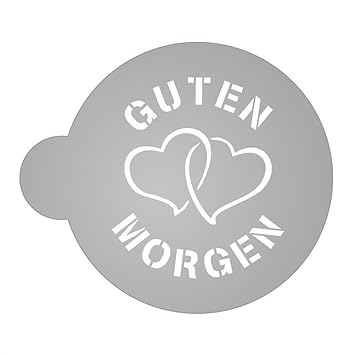 Schablone - Guten Morgen & Zwei Herzen - für Kaffee, Kakao, Milchschaum, kochen, backen, dekorieren - 2mm transparentes Acryl