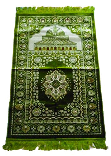Aydin Turkey Muslim Prayer Rug ADF002 Islamic Velvet Sajadah Salat Carpet Musallah Eid Ramadan Gift Green