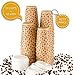 MyHomeIdeas Double Wall Kraft Paper Coffee Cups with Lids - Insulated Hot Paper Cup With 100% Leakproof Lids - 12 Oz / 50 Count - No Soaking or Smells - No Sleeves Needed - For Tea, Cappuccino, Latte