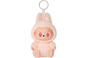FOTN Labubu Keychain Backpacks Key Pendants, Plush Doll Pendant Hanging Decoration Keyring Card Gift, Stress-Relieving Accessory (Pink)