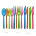 Neon Disposable Party Supplies Set, 16 Guest - 2 Size Plates, Tumbler Cups, Napkins, Cutlery | Glows Under Black Light or UV - Pink, Green, Blue, Orange | For Birthday, Clubs, 80s Festivals, and More