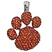 Gypsy Jewels Large Paw Print School Spirit Mascot Silver Tone Rhinestone Pendant for Necklace- Assorted colors (Orange)