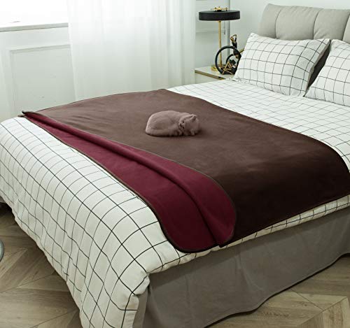 DEARTOWN Waterproof Dog Blanket for Bed Couch Sofa 70×90 Inches, Reversible Microfiber Dog Bed Cover for Large Dogs, Puppies