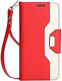 ProCase Galaxy S8 Plus Wallet Case, Flip Kickstand Case with Card Slots Mirror Wristlet, Folding Stand Protective Cover for Samsung Galaxy S8+ 2017 -Red