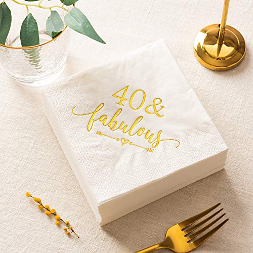 Crisky-40-and-Fabulous-Cocktail-Napkins-Gold-for-Women-40th-Birthday-Decorations-40th-Birthday-Bevergae-Dessert-Table-Supplies-50Pcs-3-Ply