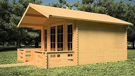 Gartenhaus Koln Blockhaus 380cmx300cm 150 Terrasse 45mm Holzhaus Amazon De Garten