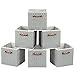 MaidMAX Cloth Storage Bins Cubes Baskets Containers with Wooden Handles for Home Closet Bedroom Drawers Organizers, Foldable, Gray Chevron, Set of 6