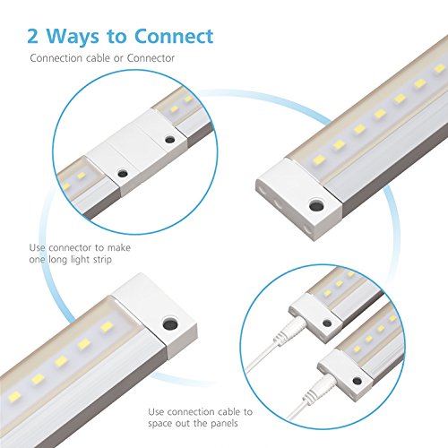 image for EShine White Finish 6 Panels 12 inch LED Dimmable Under Cabinet Lighti