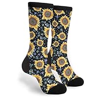 Sunflower Black Novelty Socks For Women & Men One Size - Gifts