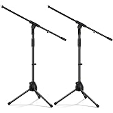 Tellegloww 2 Pcs Mic Stand Tripod Boom Adjustable Height 75 Inches | Boom Extends 27 Inches, 3/8 and 5/8 Inch Adapters, Stable Tripod for Studio Recording Podcast Live Performance Microphone