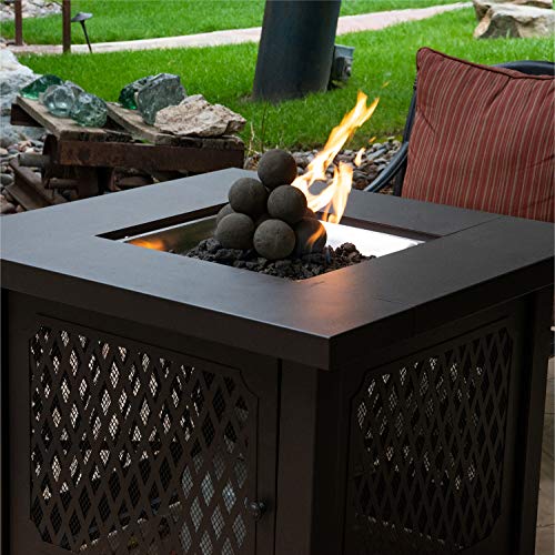 Ceramic Fire Balls | Set of 14 | Modern Accessory for Indoor and Outdoor Fire Pits or Fireplaces - Brushed Concrete Look | Midnight Black, 4 Inch