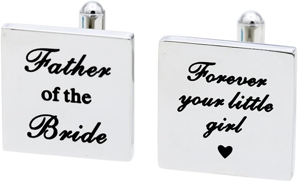 Melix Home Father of the Bride, Forever Your Little Girl Stainless Steel Cuff Links Gift For Dad From Daughter Son (White)