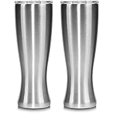 MASON FORGE | Stainless Steel Pint Double Insulated Beer Tumbler | Double Wall Vacuum Insulated | Sweat & Condensation Free | HOT or COLD Beverages | Pilsner Style Glass | 16 Ounce | Set of 2