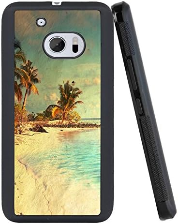 Beach Landscape HTC M10 Case Disigned for impact，PC and TPU-Black，（Custom-fit）