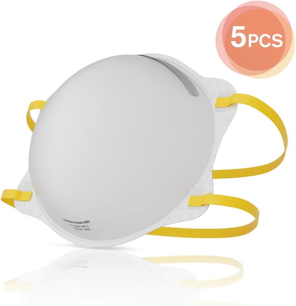 SAEYON [5 Pack] Particulate Respirator Filter Cup Face Mask, Anti-Pollution Dust Protective Mask, PM2.5 Respiratory Gas Mask