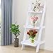 Giantex Ladder Shelf, 3.7 Ft Tall Wooden White Ladder Bookshelf, Easy to Assemble, Perfect Size for Bathroom, 3-Tier Small Wood Corner Ladder Shelf