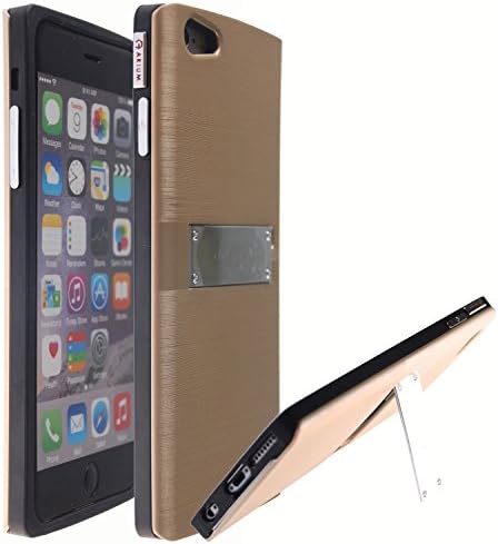 iphone 6 Plus (5.5), [Shockproof] Credit Card Case [Dual Layer] Protective Hybrid Case [Kick Stand] with One Card Slot Wallet for For Apple iphone 6S Plus (Bumper - Gold)