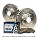 [Rear Premium Brake Kit]-[2 OEM Replacement Plain Disc Brake Rotors & 4 Semi-Metallic Brake Pads]-[UAP2704-NF-Semi]
