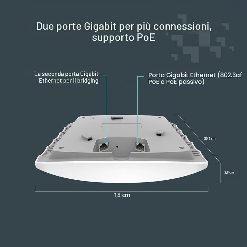 Festa F54 AC1750 Wireless MU-MIMO Gigabit Punto di Accesso Wi-Fi 5 da Soffitto, fino a 1,75 Gbps, Gestione Cloud Gratuita, Facile Configurazione
