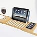 Bamboo Bathtub Tray - Wood Bath Caddy with Book, Phone, or Tablet Rest, Cup Holder, and Extended Sides for Bath Accessories by Home-Complete (Natural)