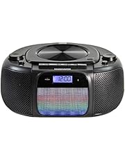 Magnavox MD6972 Portable Top Loading CD Boombox with Digital AM/FM Stereo Radio, Color Changing Lights, and Bluetooth Wireless Technology | CD-R/CD-RW Compatible | LCD Display |