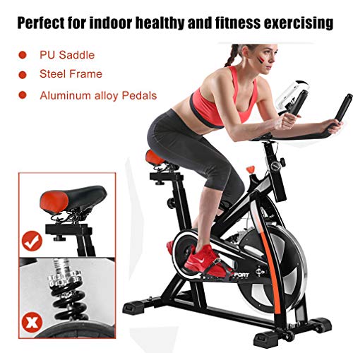 Water-chestnut Update Indoor Exercise Bike, Belt Drive Indoor Exercise Stationary Bike, Stationary Bike with LCD Display and Heart Rate Monitor for Fitness ... (Black) - Thumbnail 2