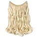 2-5 Days Delivery Best Synthetic Hair Extensions 20 inches Curly Straight Full Head Invisible Wire Secret String No Clips in Hair Extensions Secret Fish Line Hairpieces (bleach blonde)