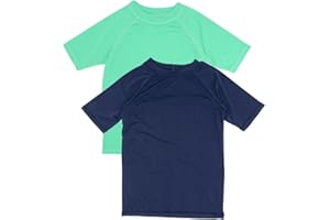BROOKLYN VERTICAL Boys 2-Pack UPF50+ Rash Guard Sun Swimming Short Sleeve Tee for Pool Beach Summer