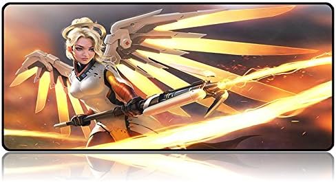 Gicon Overwatch Gaming Mouse Pad Extended Gaming Mouse Mat With Stitched Edges Anti-Slip Rubber Base For Laptop Computer PC OW Mercy (31.5 in x11.8 in x 0.12 in)