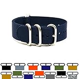 PerFit ZULU4 Ballistic Nylon Watch Strap + Spring Bars, Field Ready/Fashion Forward,, Choose Color/Size(18mm,20mm,22mm,24mm,26mm), Navy Blue, 22mm