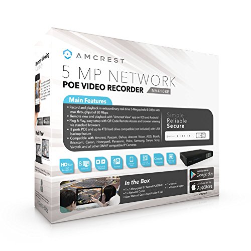 Amcrest NV4108E 1080p POE (Power Over Ethernet) NVR (8CH