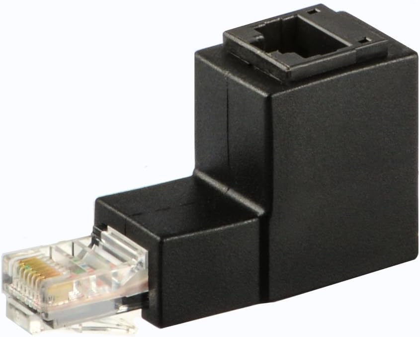 Adapter, J&D RJ45 / 8P8C Male to Female Right Angle
