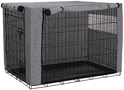 chengsan Dog Crate Cover, Durable Windproof Pet Kennel Cover Provided for Wire Dog Crate Indoor Outdoor Protection, Cage Cover Fits Most Dog Crates (24 Inch, Crate Not Included)