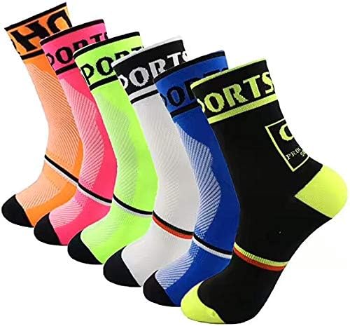 Mens Calf Socks, Mens Sports Socks Non Slip Cushion Crew Sports Grip Comprssion Socks for Football, Basketball, Soccer, Cycling, Walking, Running