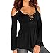 SUNNOW Women Sexy Open Cold Shoulder Bandage Shirts Tops Blouse