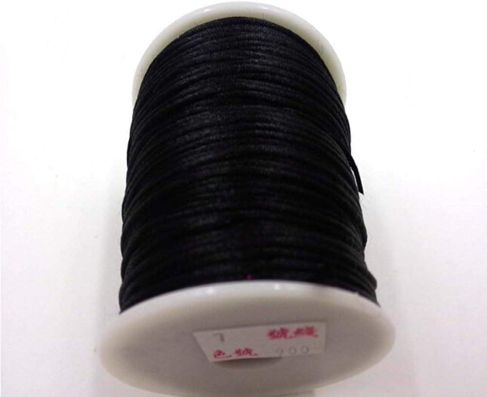 IME 2 MM Bugtail Satin Cord Satin/rattail Silk Cord for Necklace Bracelet Beading Cord Jewelry and Craft Cord 30 Yards (Black)