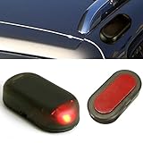 AUDEW 2PCS Car Simulated Anti-theft Warning Lights Alarm Red LED Solar Power Lamp 1.2V