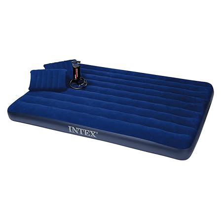 Happy Giftmart Intex Double Bed Queen Downy Inflatable Air Bed 68765 (Royal Blue)