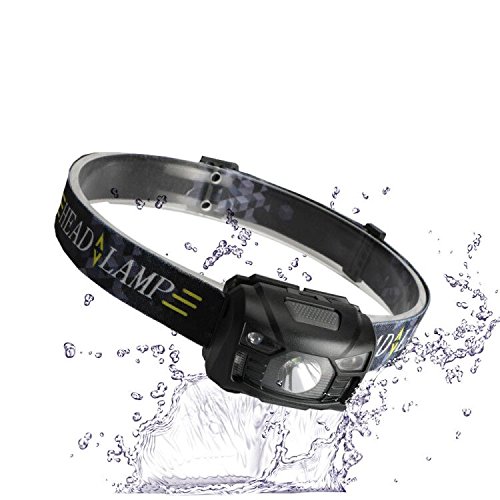 Three trees Sensor Flashlight Rechargeable Headlamp USB Cable Included, 5 Modes,Hands Adjustable(black)