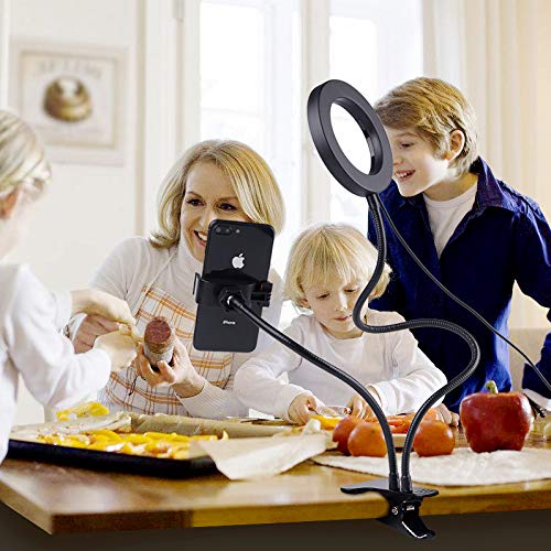 B-Land 5.7” Ring Light with Cell Phone Holder for Live Stream, Flexible Mobile Phone Clip Holder Mini Circle Light Desk Led Lamp for Bedroom, Office, Kitchen, Bathroom - Thumbnail 6