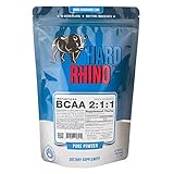 Hard Rhino BCAA 2:1:1 Instantized Powder, 500 Grams (1.1 Lbs), Unflavored, Lab-Tested, Scoop Included