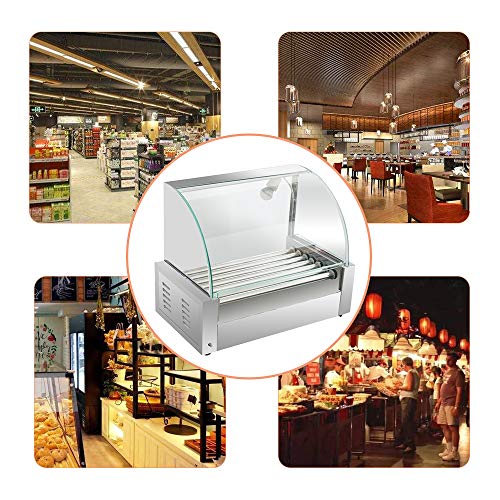 Zorvo Electric 18 Hot Dog 7 Roller Grill Cooker Machine Stainless Steel Non Stick Sausage Warmer Hotdogs Grilling Cooker Appliances with Cover and Easy to clean drawer Commercial/Household 110V 1050W（1Pack） - Thumbnail 7